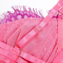 SUBBLIME - 955359 SET SUJETADOR CON ENCAJE Y LIGUEROS ROSA Y MORADO S/M - piKanteo | Despierta tu lado más piKante