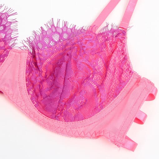 SUBBLIME - 955366 SET SUJETADOR CON ENCAJE Y LIGUEROS ROSA Y MORADO L/XL - Imagen 10