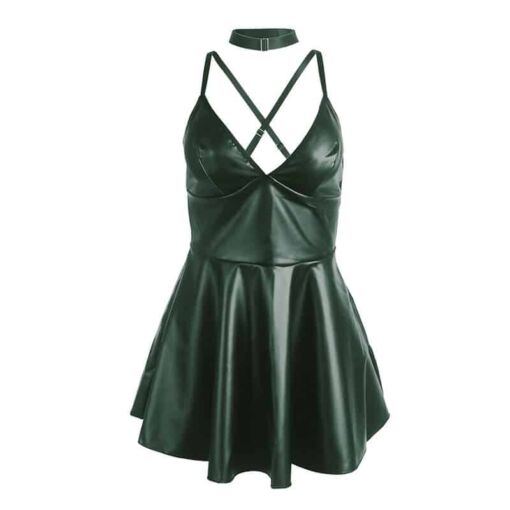 SUBBLIME - 955441 VESTIDO CON TIRANTES DE CUERO VERDE L/XL - Imagen 5