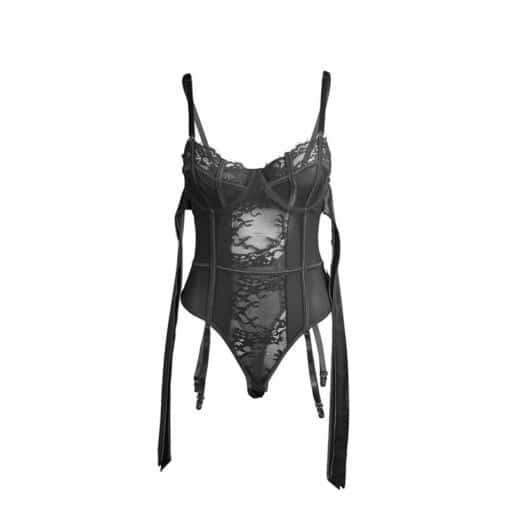 SUBBLIME - 955502 BODY DE ENCAJE CON LAZOS Y LIGAS NEGRO L/XL - Imagen 4