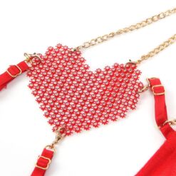 SUBBLIME - 955519 CONJUNTO SUJETADOR CON CADENAS Y CORAZÓN DE MALLA ROJO S/M - piKanteo | Despierta tu lado más piKante