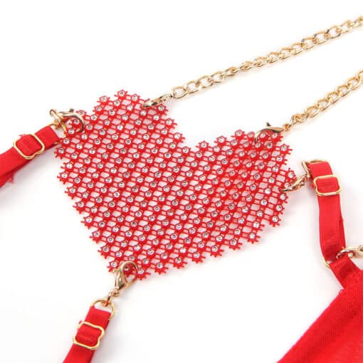 SUBBLIME - 955526 CONJUNTO SUJETADOR CON CADENAS Y CORAZÓN DE MALLA ROJO L/XL - Imagen 5