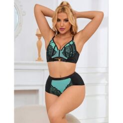 SUBBLIME - 955557 CONJUNTO SUJETADOR CON CREMALLERA DE MALLA DE CHAROL VERDE S/M - piKanteo | Despierta tu lado más piKante