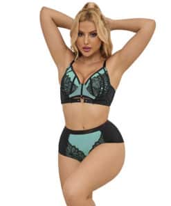 SUBBLIME - 955557 CONJUNTO SUJETADOR CON CREMALLERA DE MALLA DE CHAROL VERDE S/M