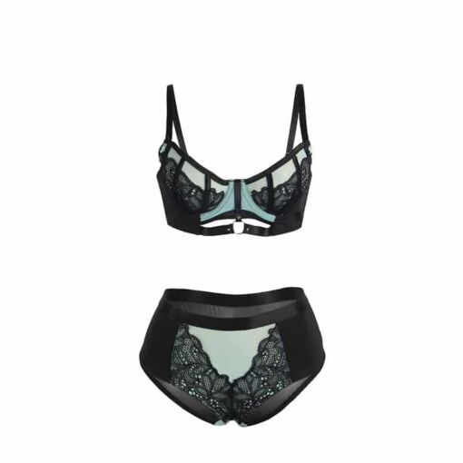 SUBBLIME - 955557 CONJUNTO SUJETADOR CON CREMALLERA DE MALLA DE CHAROL VERDE S/M - Imagen 5