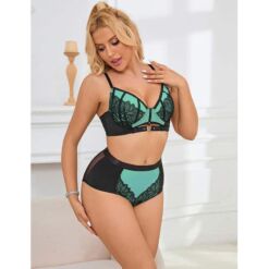 SUBBLIME - 955557 CONJUNTO SUJETADOR CON CREMALLERA DE MALLA DE CHAROL VERDE S/M - piKanteo | Despierta tu lado más piKante
