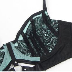 SUBBLIME - 955557 CONJUNTO SUJETADOR CON CREMALLERA DE MALLA DE CHAROL VERDE S/M - piKanteo | Despierta tu lado más piKante