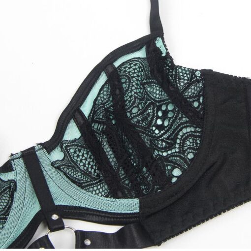 SUBBLIME - 955557 CONJUNTO SUJETADOR CON CREMALLERA DE MALLA DE CHAROL VERDE S/M - Imagen 8