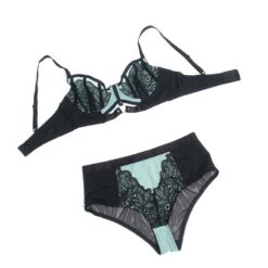 SUBBLIME - 955557 CONJUNTO SUJETADOR CON CREMALLERA DE MALLA DE CHAROL VERDE S/M - piKanteo | Despierta tu lado más piKante