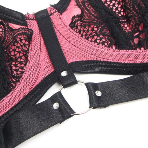 SUBBLIME - 955571 CONJUNTO SUJETADOR CON CREMALLERA DE MALLA DE CHAROL ROSA S/M - Imagen 9