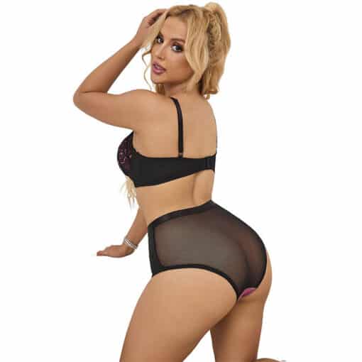 SUBBLIME - 955588 CONJUNTO SUJETADOR CON CREMALLERA DE MALLA DE CHAROL ROSA L/XL - Imagen 4