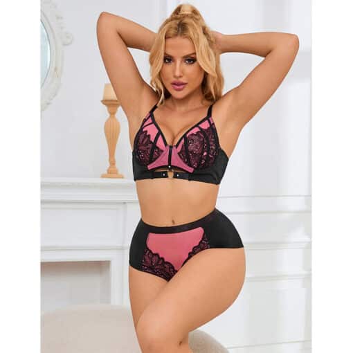 SUBBLIME - 955588 CONJUNTO SUJETADOR CON CREMALLERA DE MALLA DE CHAROL ROSA L/XL - Imagen 10