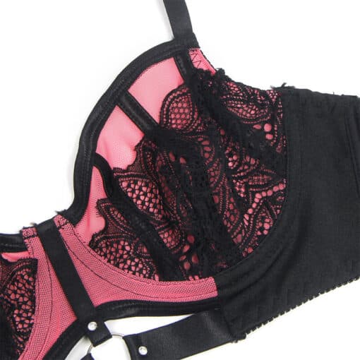 SUBBLIME - 955588 CONJUNTO SUJETADOR CON CREMALLERA DE MALLA DE CHAROL ROSA L/XL - Imagen 8