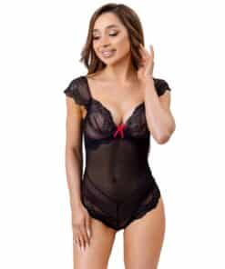 LIVCO CORSETTI FASHION - EVELYN LC 20243 BODY CON ADORNOS DE ENCAJE Y TRANPARENCIAS NEGRO L/XL
