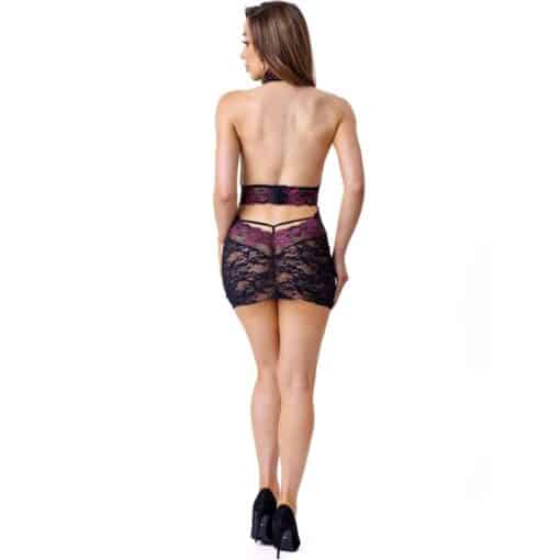 LIVCO CORSETTI FASHION - LEISA LC 20201 CAMISETA + TANGA CON ENCAJE NEGRO S/M - Imagen 2