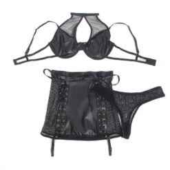 SUBBLIME - 957599 CONJUNTO SUJETADOR Y FALDA DE CUERO NEGRO L/XL - piKanteo | Despierta tu lado más piKante