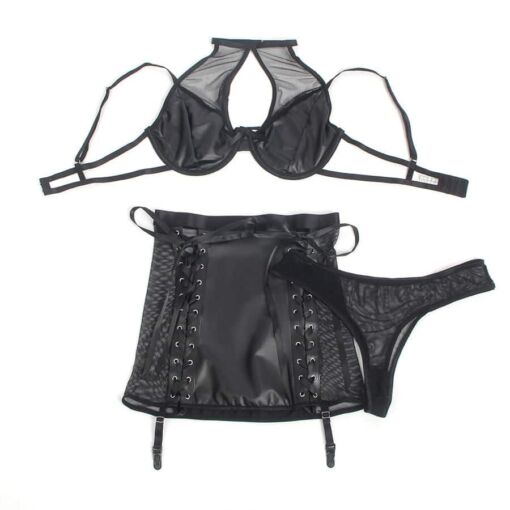 SUBBLIME - 957599 CONJUNTO SUJETADOR Y FALDA DE CUERO NEGRO L/XL - Imagen 4