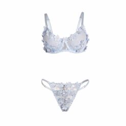 SUBBLIME - 957629 CONJUNTO SUJETADOR Y PANTIES CON BORDADOS DE FLORES CELESTE S/M - piKanteo | Despierta tu lado más piKante