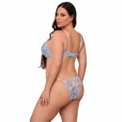 SUBBLIME - 957636 CONJUNTO SUJETADOR Y PANTIES CON BORDADOS DE FLORES CELESTE L/XL - piKanteo | Despierta tu lado más piKante