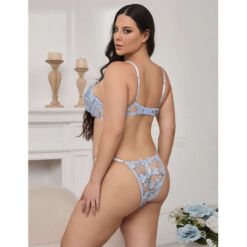 SUBBLIME - 957636 CONJUNTO SUJETADOR Y PANTIES CON BORDADOS DE FLORES CELESTE L/XL - piKanteo | Despierta tu lado más piKante