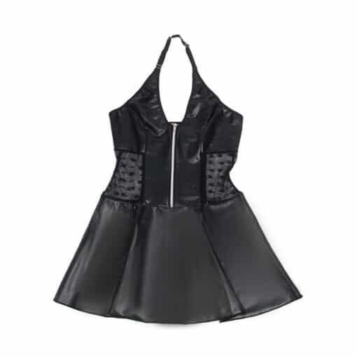 SUBBLIME - 957704 VESTIDO DE CUERO CON CREMALLERA Y ENCAJE NEGRO S/M - Imagen 5