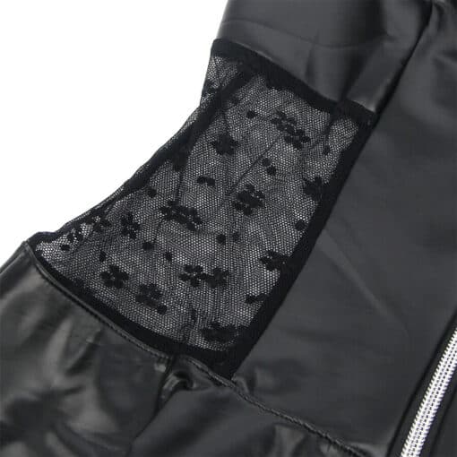 SUBBLIME - 957704 VESTIDO DE CUERO CON CREMALLERA Y ENCAJE NEGRO S/M - Imagen 6