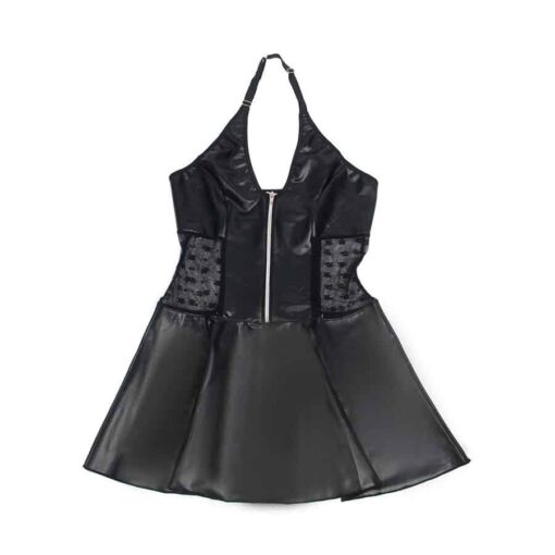 SUBBLIME - 957711 VESTIDO DE CUERO CON CREMALLERA Y ENCAJE NEGRO L/XL - Imagen 5