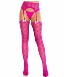 LEG AVENUE - MEDIAS DE CORAZÓN CON LIGAS MAGENTA