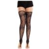 LEG AVENUE - MEDIAS SIN PIES DE ENCAJE FLORAL NEGRO - piKanteo | Despierta tu lado más piKante
