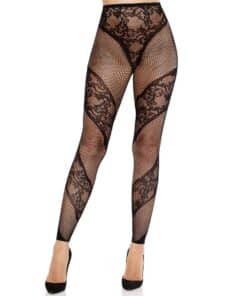 LEG AVENUE - MALLAS SIN PIE DE ENCAJE Y TRANSPARENCIA NEGRO