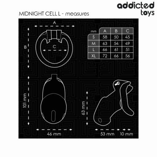 ADDICTED TOYS LOCKED - MINDNIGHT CELL JAULA PARA PENE TALLA L - Imagen 5