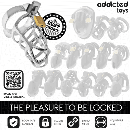 ADDICTED TOYS LOCKED - SILVER LOCK JAULA PARA PENE DE METAL TALLA M - Imagen 7