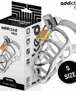ADDICTED TOYS LOCKED - SILVER LOCK JAULA PARA PENE DE METAL TALLA S