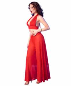CHILIROSE - CR  4857 SET TOP Y PANTALONES ROJO TALLA L