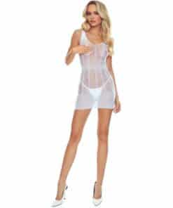 PASSION - BS113 BODYSTOCKING ENCAJE BLANCO