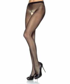 LEG AVENUE - PANTIES DE NYLON CON ABERTURA EN LA ENTREPIERNA NEGRO