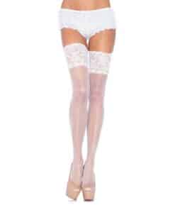 LEG AVENUE - MEDIAS BLANCAS AUTOADHESIVAS CON ENCAJE ANCHO