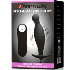 PRETTY LOVE - PLUG ANAL SILICONA 12 MODOS VIBRACIÓN NEGRO - piKanteo | Despierta tu lado más piKante