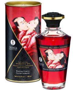 SHUNGA - ACEITE MASAJE EFECTO CALOR SABOR INTENSO CEREZA 100 ML