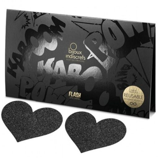 BIJOUX - INDISCRETS PEZONERAS FLASH CORAZÓN NEGRO - Imagen 3
