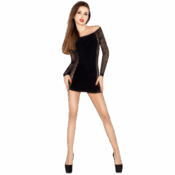 PASSION - WOMAN BS025 BODYSTOCKING ESTILO VESTIDO NEGRO TALLA ÚNICA