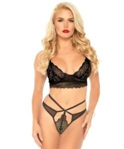 LEG AVENUE - SET 2 PIEZAS CON TANGA DOBLE TIRANTA S/M NEGRO