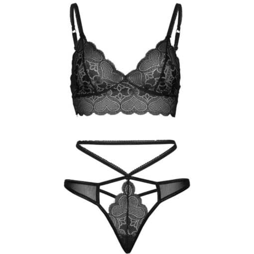 LEG AVENUE - SET 2 PIEZAS CON TANGA DOBLE TIRANTA M/L NEGRO - Imagen 4