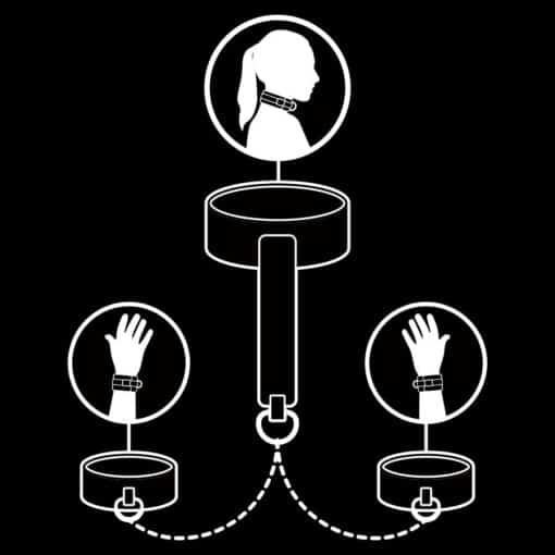 FETISH SUBMISSIVE - COLLAR Y ESPOSAS CUERO VEGANO CON FORRO DE NEOPRENO - Imagen 3
