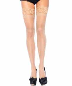 LEG AVENUE - MEDIAS BEIGE LYCRA ANTIDESLIZANTE TALLA GRANDE