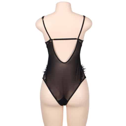 SUBBLIME - TEDDY ENCAJE FLORAL Y CON FLECOS NEGRO TALLA GRANDE - Imagen 3