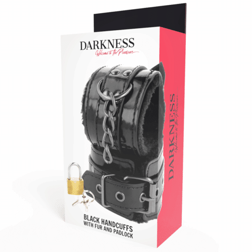 DARKNESS - ESPOSAS CUERO AJUSTABLES MANOS NEGRO CON CANDADO - Imagen 6