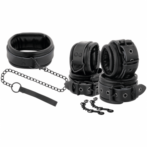 DARKNESS - ESPOSAS Y COLLAR DE CUERO NEGRO - Imagen 2