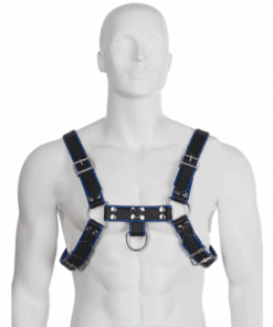 LEATHER BODY - ARNÉS CUERO AZUL Y NEGRO CHEST BULLDOG