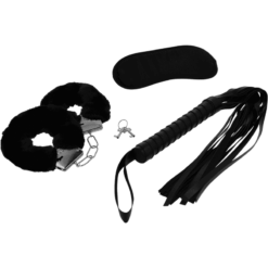 Comprar INTENSE - FETISH SET ERÓTICO 1 CON ESPOSAS, ANTIFAZ Y LÁTIGO DE CUERO VEGANO al mejor precio - Envíos Discretos